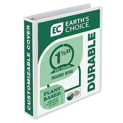 EARTH'S CHOICE  
EC  

CUSTOMIZABLE COVER  

1 1/2" DURABLE  
325 Sheets  
ROUND RING  

PLANT BASED  
MADE WITH PLANT-BASED PLASTIC