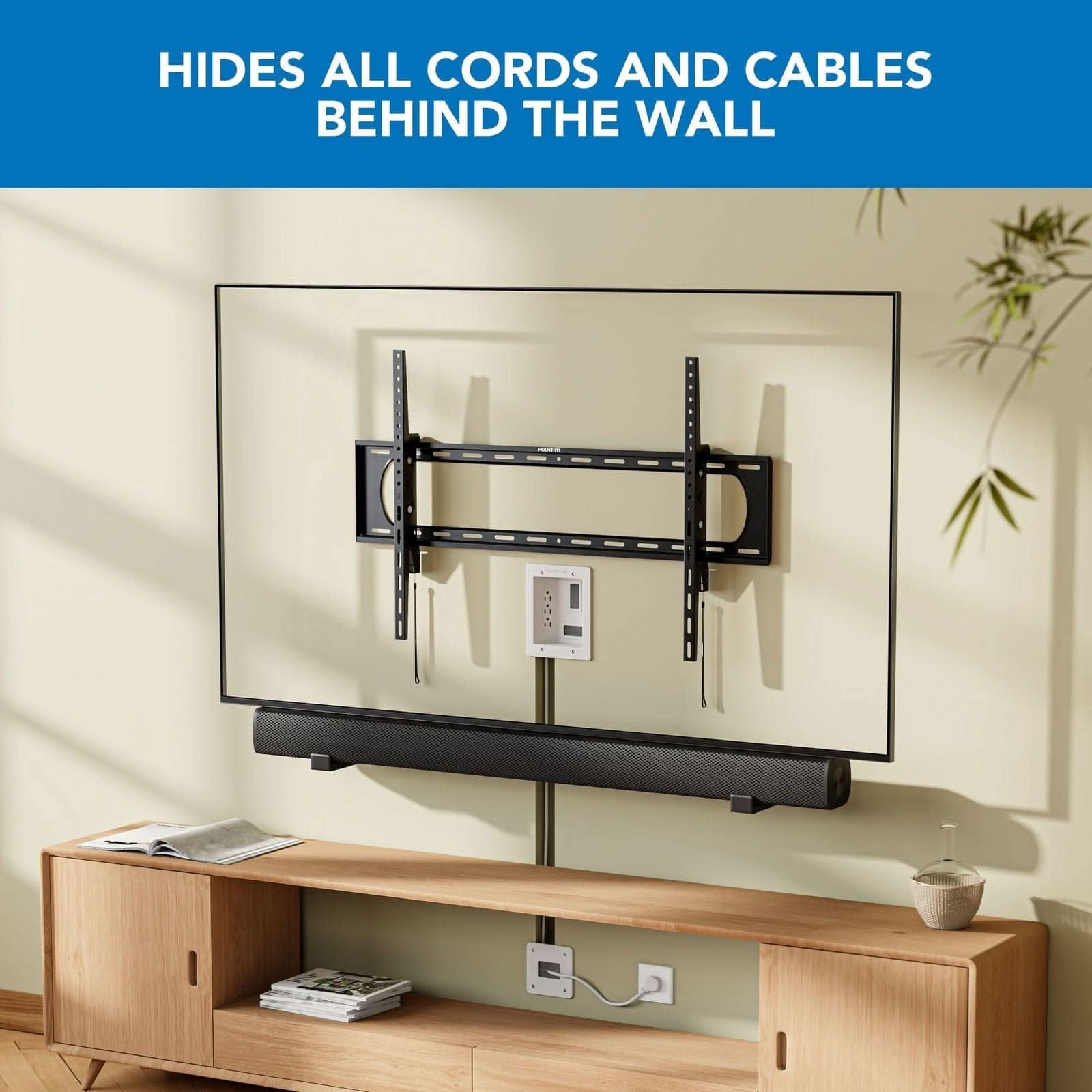 HIDES ALL CORDS AND CABLES BEHIND THE WALL