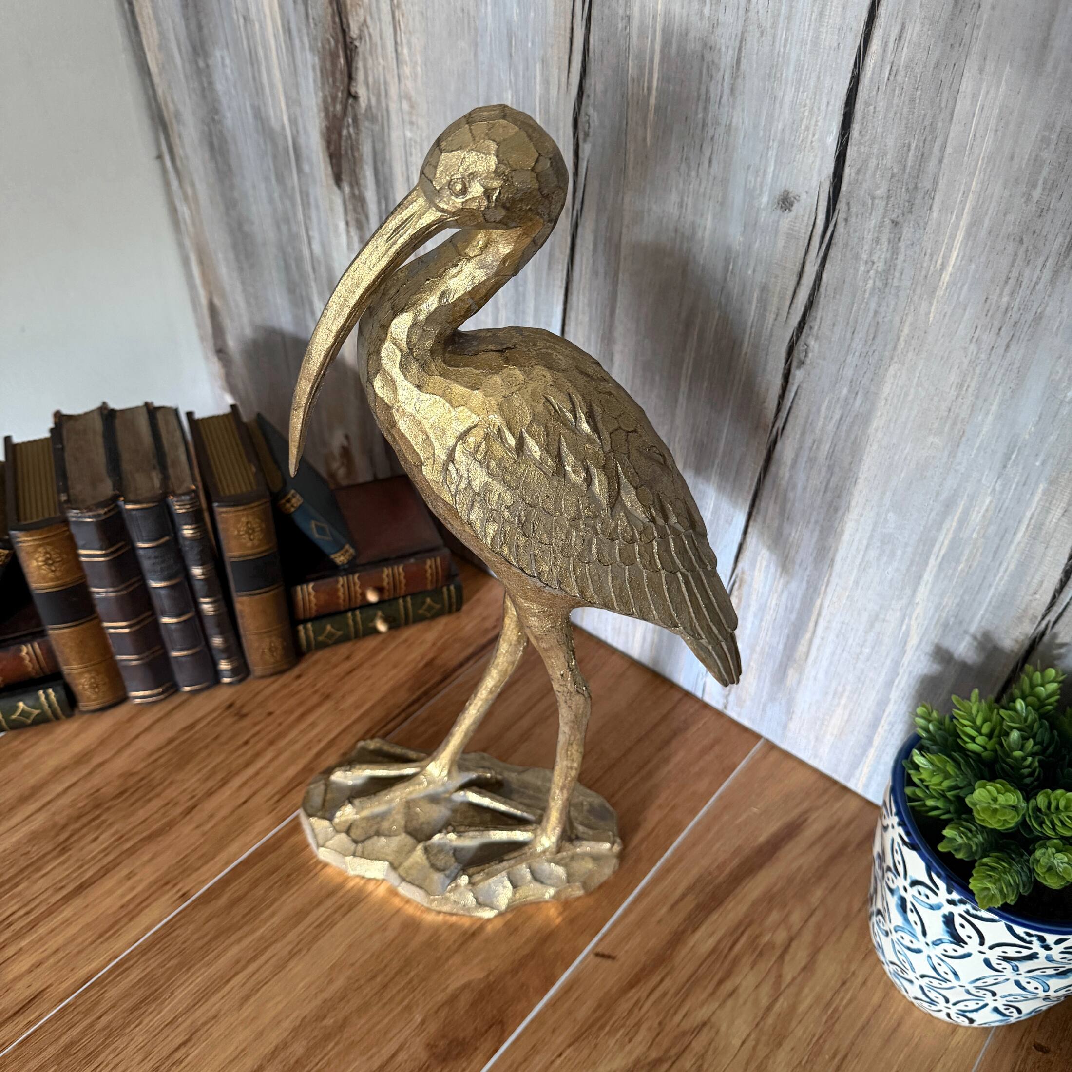 Alt View 7. Things2Die4 - Gold Pelican Statue 16 Inch Tall Resin Bird Sculpture Coastal Decor - Gold.