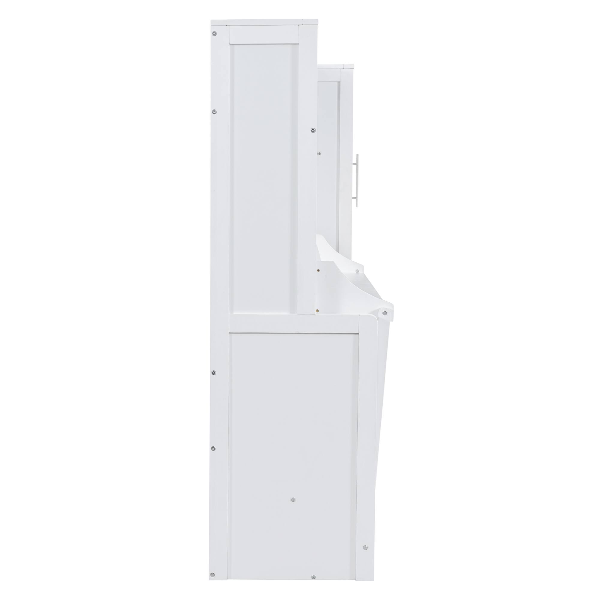 Alt View 5. Tiramisubest - Full Size White Murphy Bed Wall Bed with Closet & Drawers, MDF+LVL, 108x58x72", 292 lbs - White.