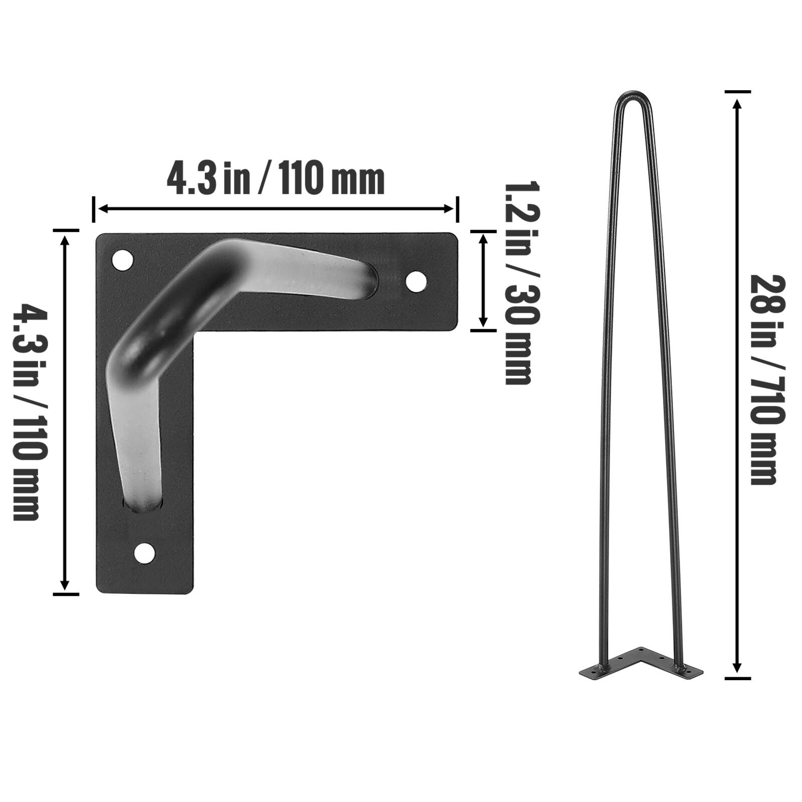 4.3in/ 110 mm, 4.3 in / 110 mm, 1.2in/30 mm, 1.2in / 30 mm, 28 in / 710 mm, 28in/ 710 mm