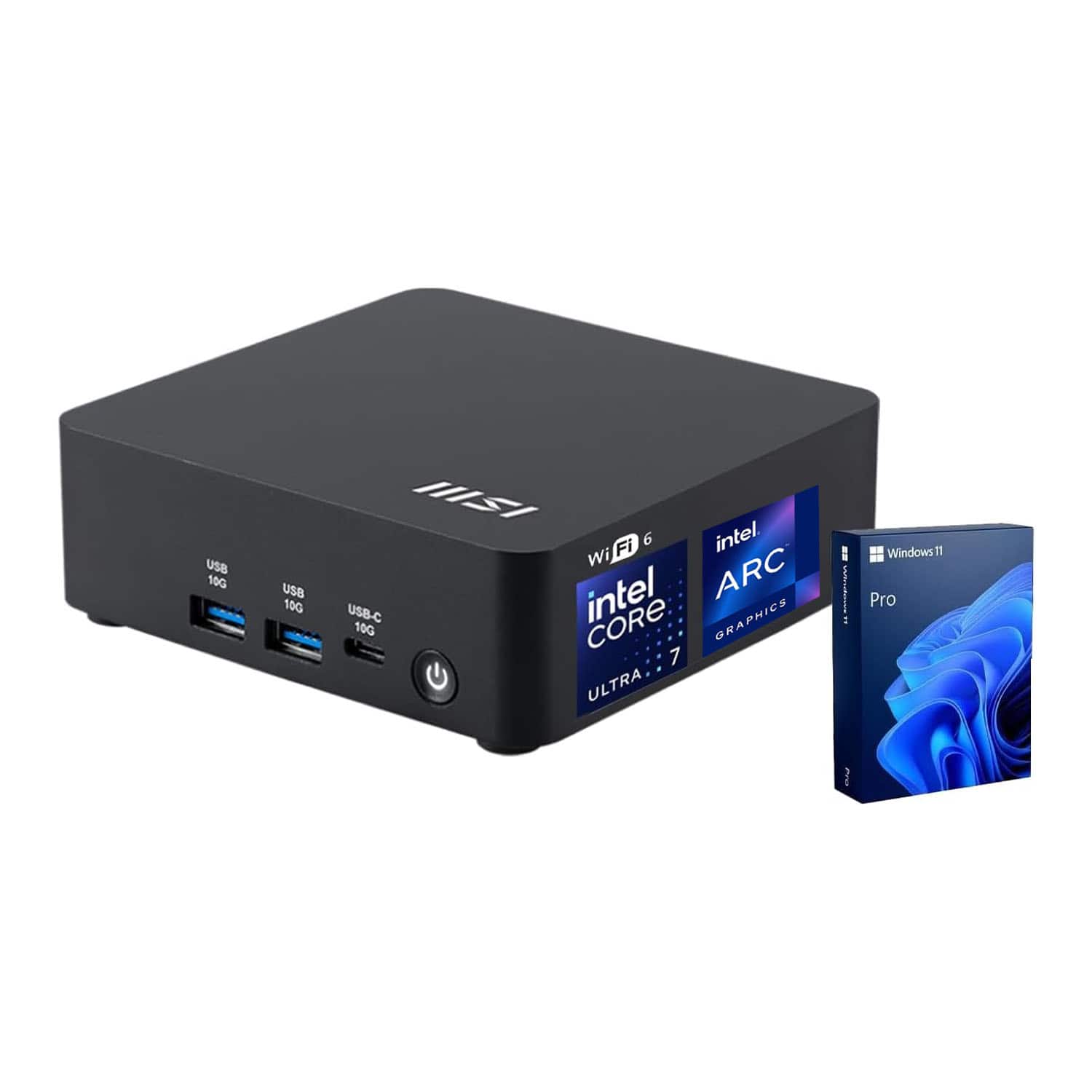 MSI - Cubi NUC AI Business Desktop - Intel Core Ultra 7 155H with 64GB DDR5 RAM - 2TB SSD - Copilot - Windows 11 Pro - Black