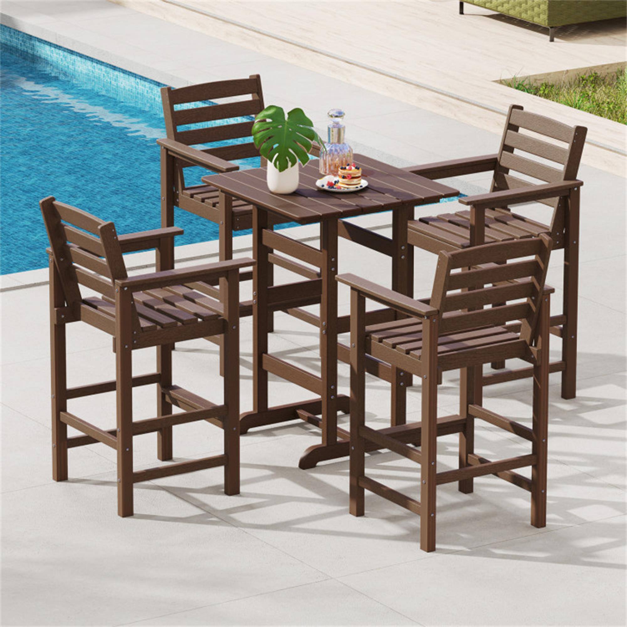 Alt View 4. Boyel Living - Brown 30 Inch Square Bar Table for Outdoor Patio Use - Brown.