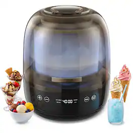 AIRMSEN - 2.1 Qt Ice Cream Maker Machine with LED Screen and Timer, Electric Frozen Yogurt Maker for Home - Black