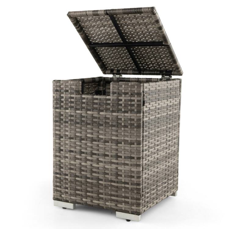 Alt View 2. Mondawe - 2-in-1 Patio Rattan Gas Propane Tank Cover for 20 lbs Propane Tanks - Grey.