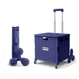 Viviendo - 66L Foldable Utility Cart - Climbing Wheels & Metal Telescopic Handle, Portable Collapsible Handcart - Purple