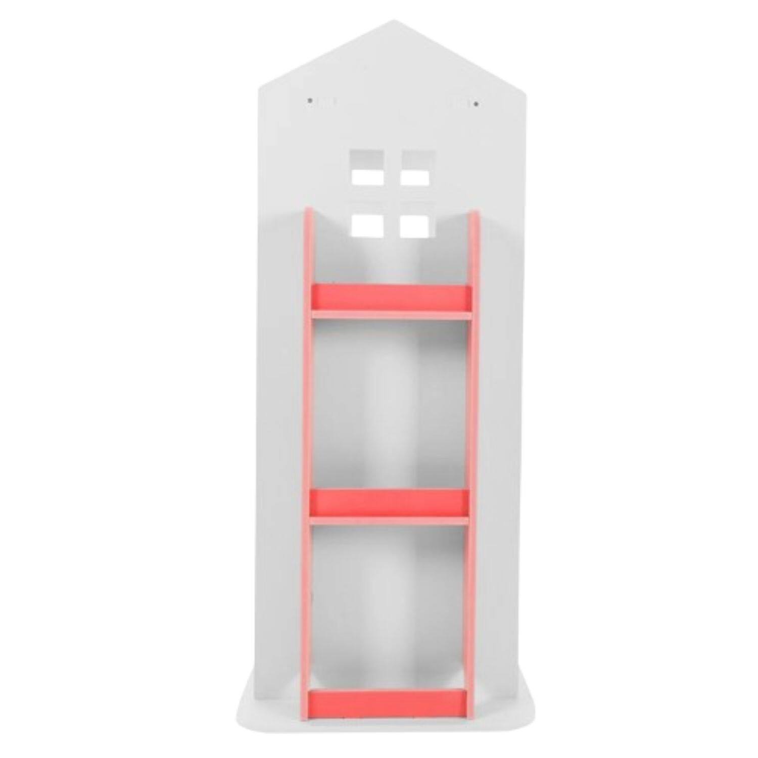 Front. Home Collection - 4-Tier Rotating Bookcase Rack – 360°Display Organizer - Pink.