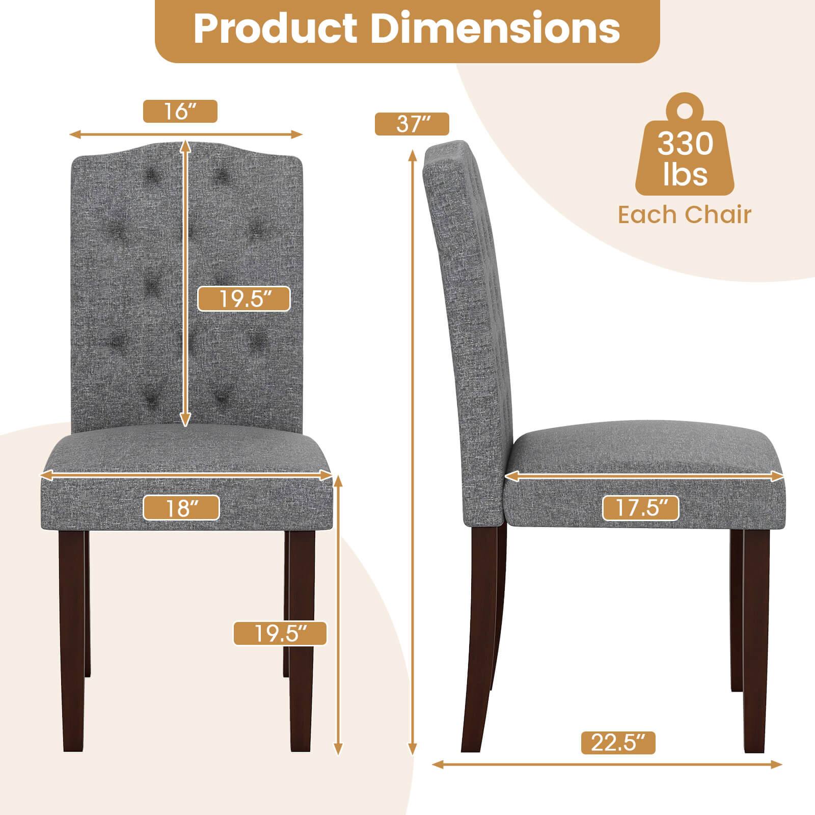 Product Dimensions  
Each Chair  
16" x 19.5" x 19.5" x 18" x 37"  
Weight: 330 lbs  
Seat Depth: 17.5"  
Seat Width: 22.5"