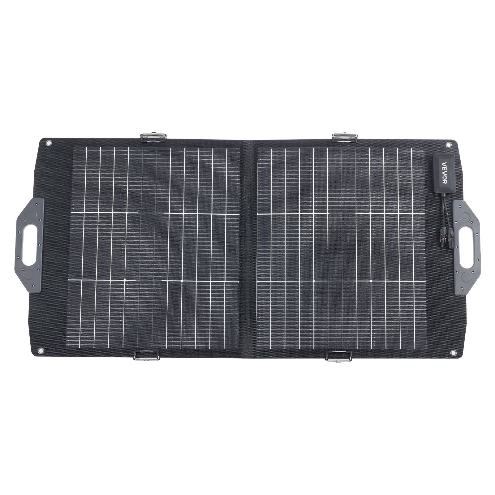 Alt View 5. VEVOR - 100W Bifacial Solar Panel, 16BB N-Type Foldable Monocrystalline Solar Panel Charger 24% Efficiency, Portable with MC4 - Black.