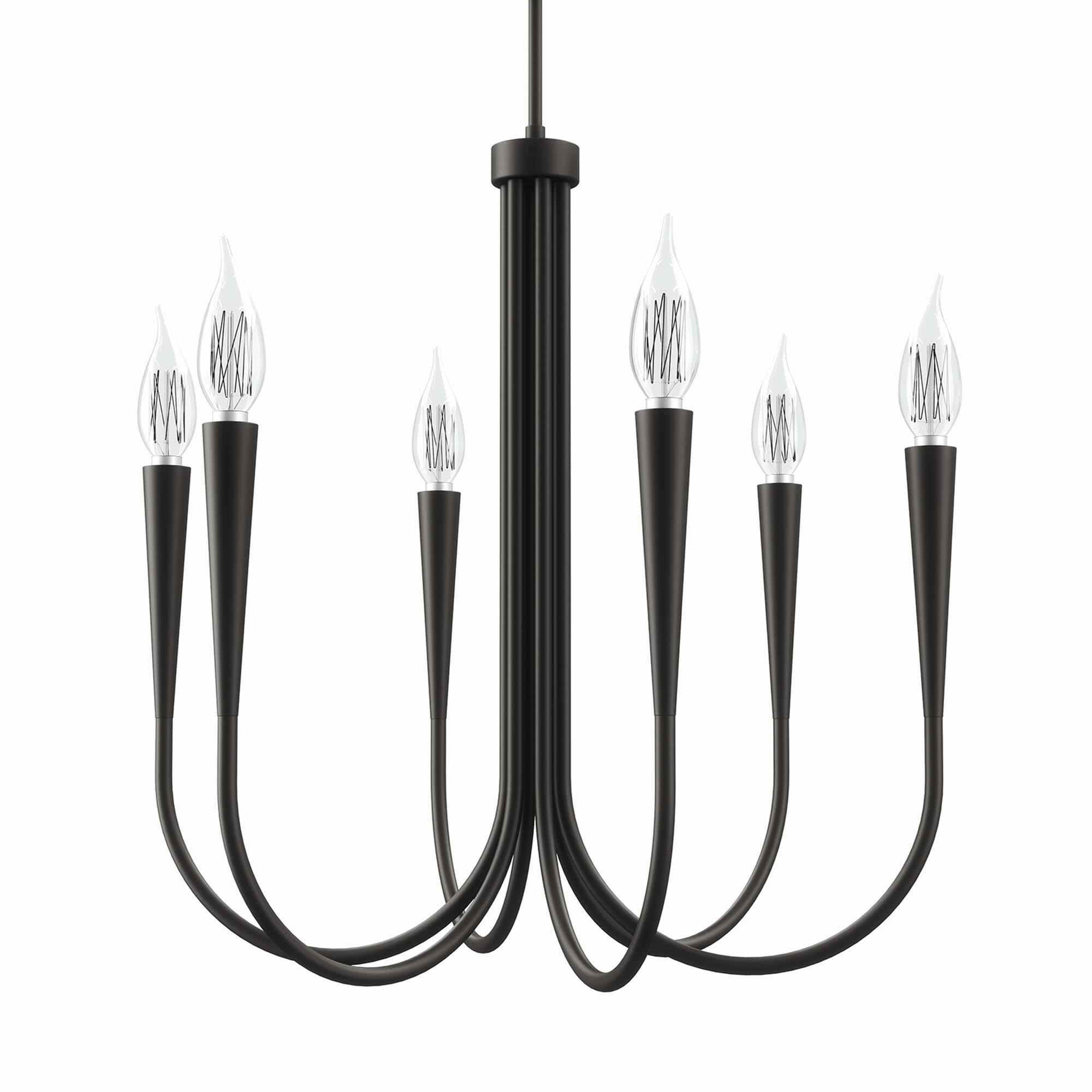 Alt View 4. Modway - Penrose 6-Light Chandelier by Modway - Black.