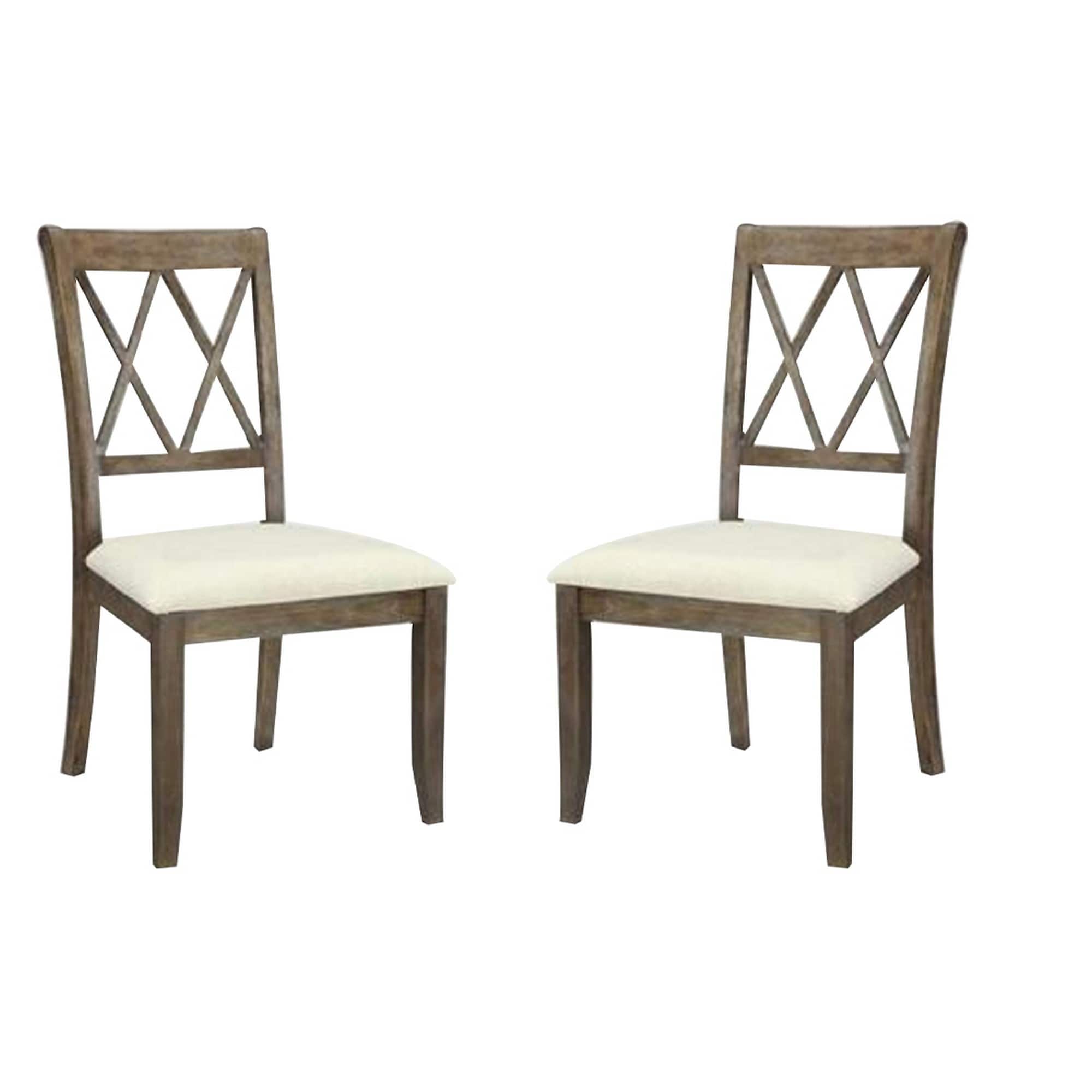 Photos - Chair MANHATTAN Lane - Wood Dining , Double X Backrest, Set of 2 - Beige and Brown 