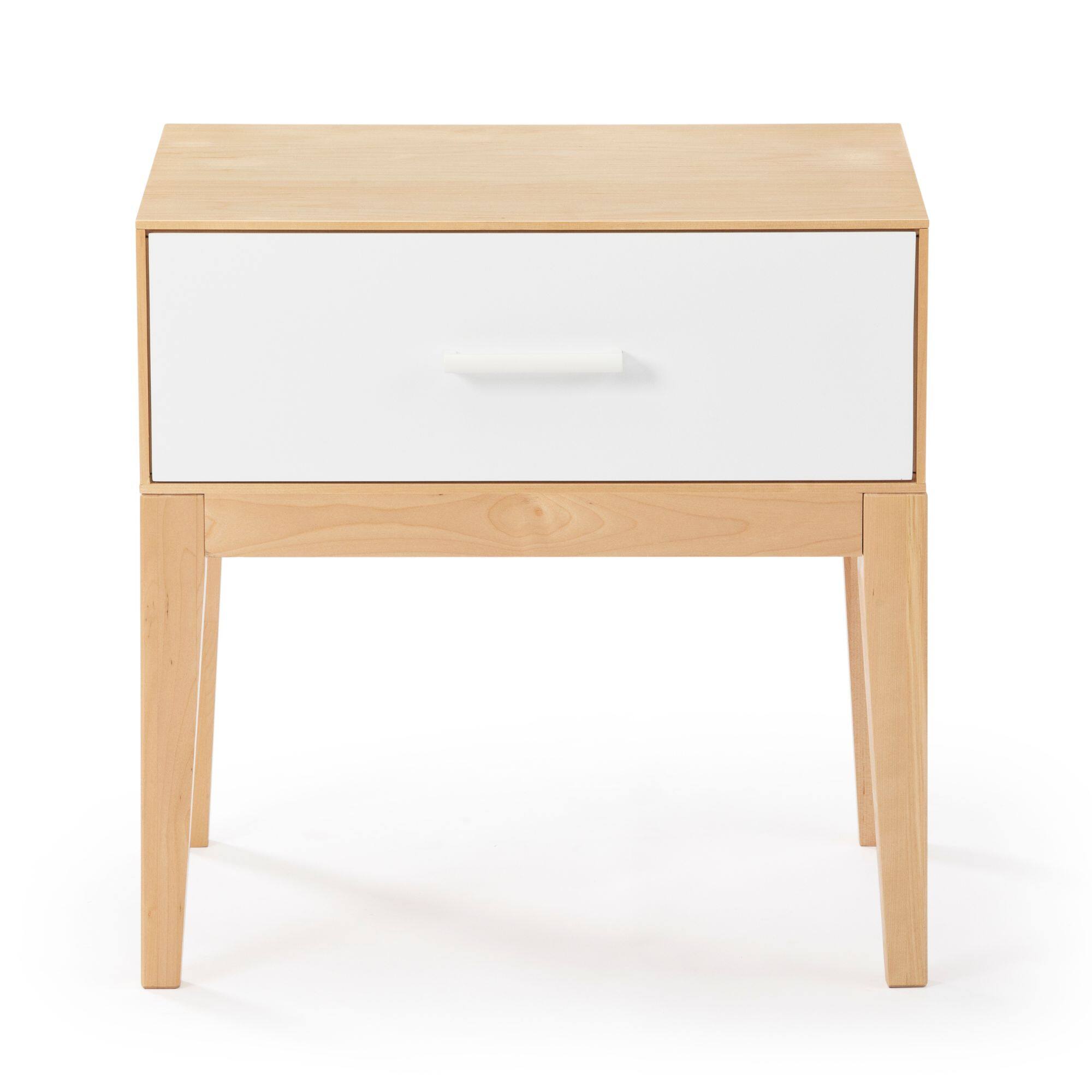 Alt View 2. Plank+Beam - Duo 1 Drawer Nightstand, White/Birch - White/Birch.