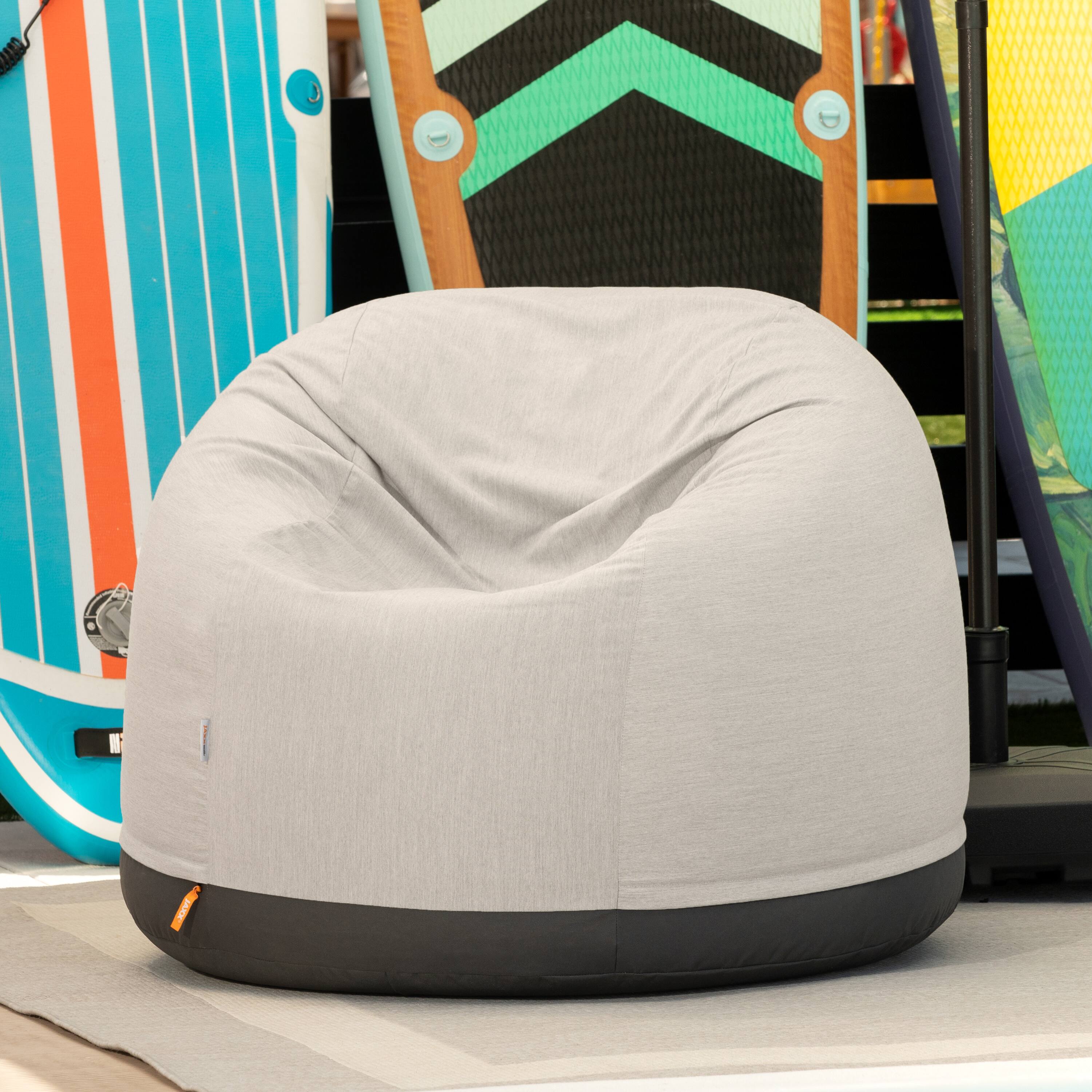 Left. Jaxx - Jaxx Palmetto Large Round Outdoor Bean Bag Club Chair - Flax - Flax.