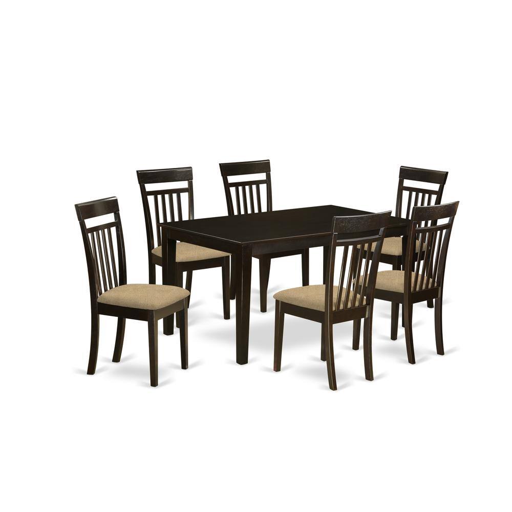 Back. East West Furniture - CAP7S-CAP-C 7 Pc formal Dining room set -Table and 6 Dining Chairs - Cappuccino.