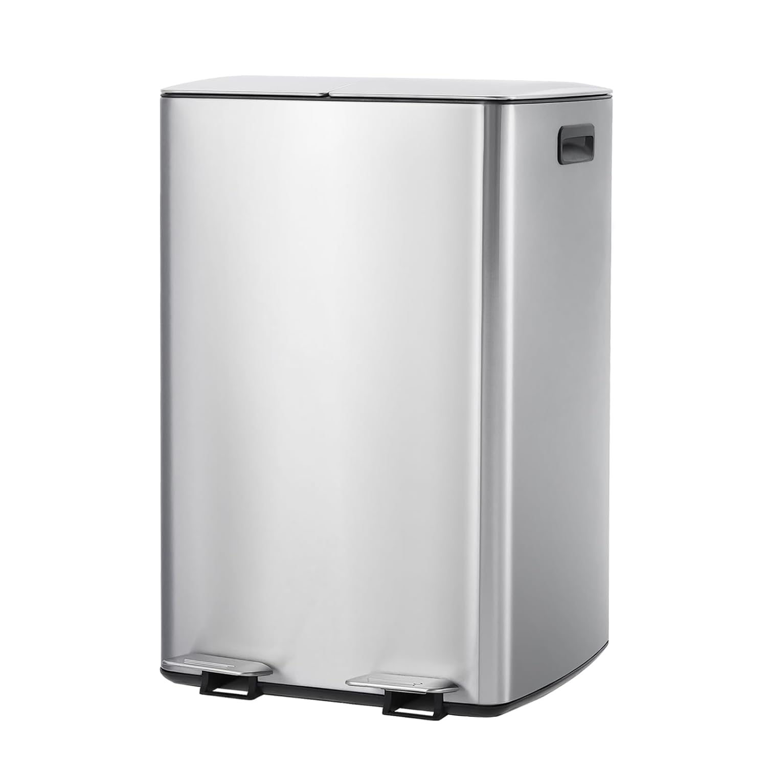 Front. GARVEE - 16Gal/60L Dual Stainless Steel Commercial Trash Can with Plastic Buckets - Silver.