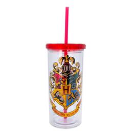 Silver Buffalo - Harry Potter Hogwarts Crest Plastic Carnival Cup With Lid and Straw | 20 Ounces - Red