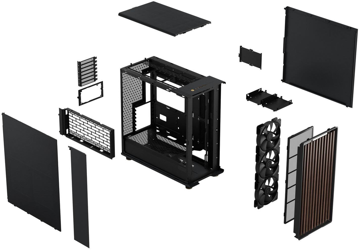 Alt View 13. Fractal Design - North XL Charcoal Black EATX, ATX, microATX, Mini-ITX Chassis with Walnut Front and Mesh Side Panel Mid Tower PC Case - Black.