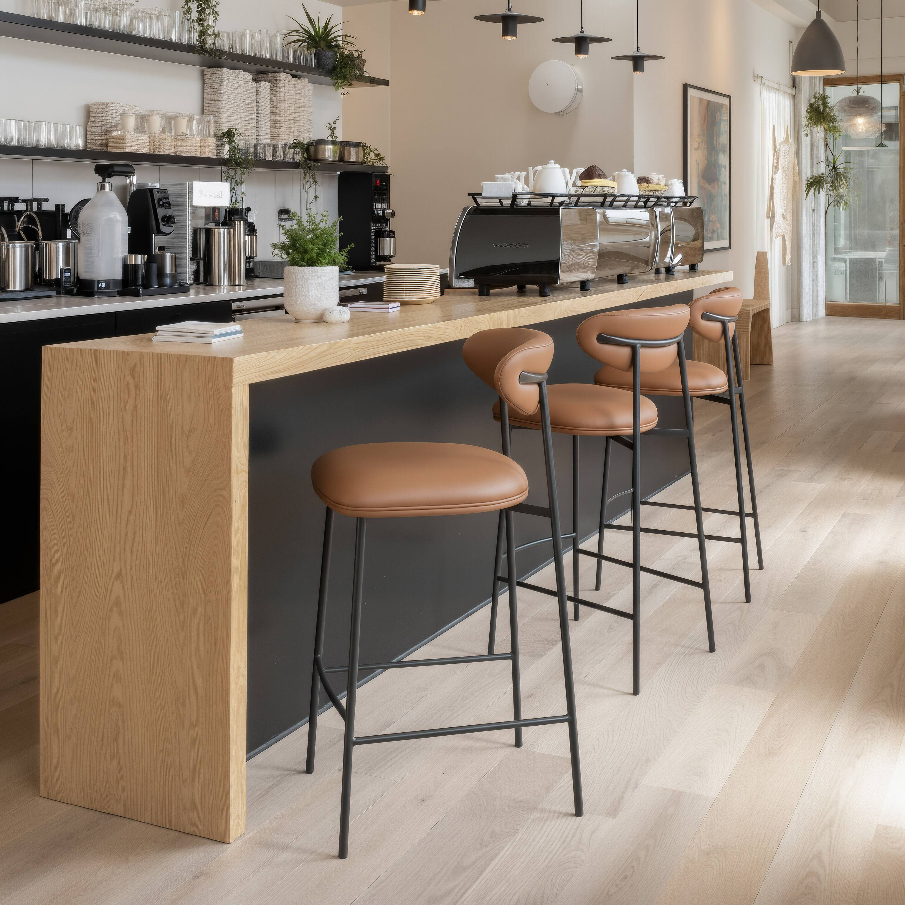 Angle. Hivvago - Rorun Barstool (Set of 2) Brown - Brown.