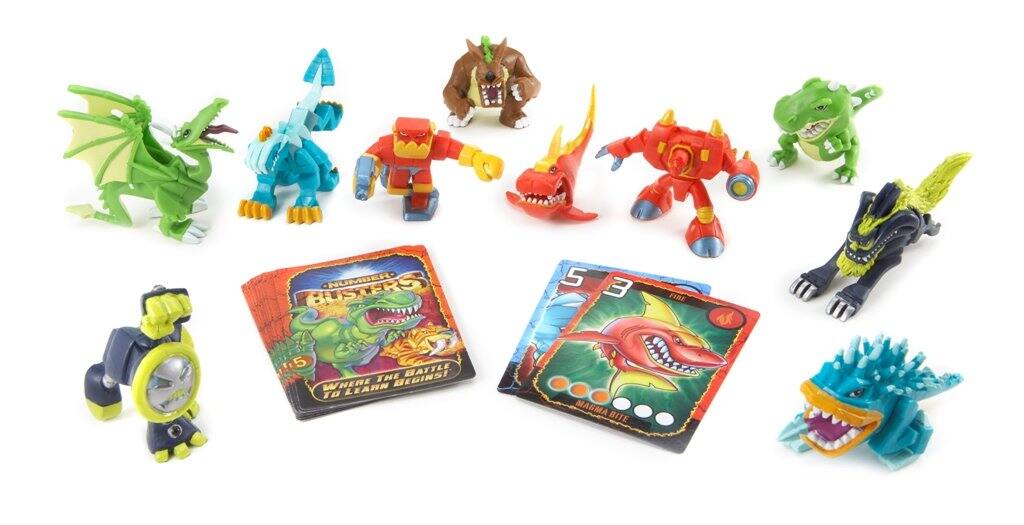 Sure, here is the corrected and grouped text from the image:

**Top Left Card:**
- "5 3 BUSTERS"
- "WHERE THE BATTLE BEGINS"
- "LEARN TO MAGMA BITE"

**Bottom Left Card:**
- "5 3 BUSTERS"
- "WHERE THE BATTLE BEGINS"
- "LEARN TO MAGMA BITE"

**Bottom Right Card:**
- "5 3"
- "MAGMA BITE"