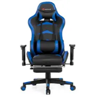 Costway - Racing Massage Gaming Chair with Footrest - Blue + Black - Front_Zoom