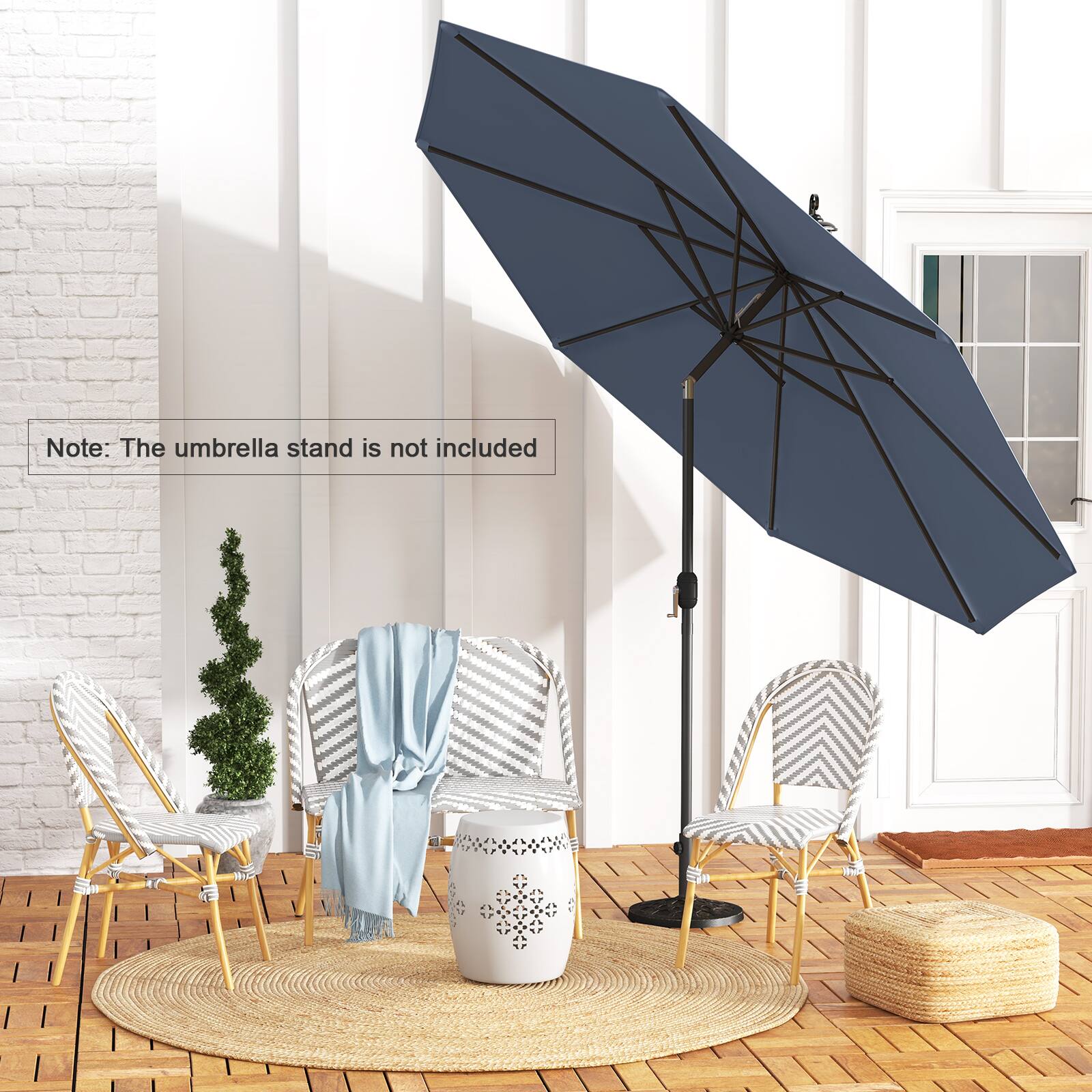 Note: The umbrella stand is not included