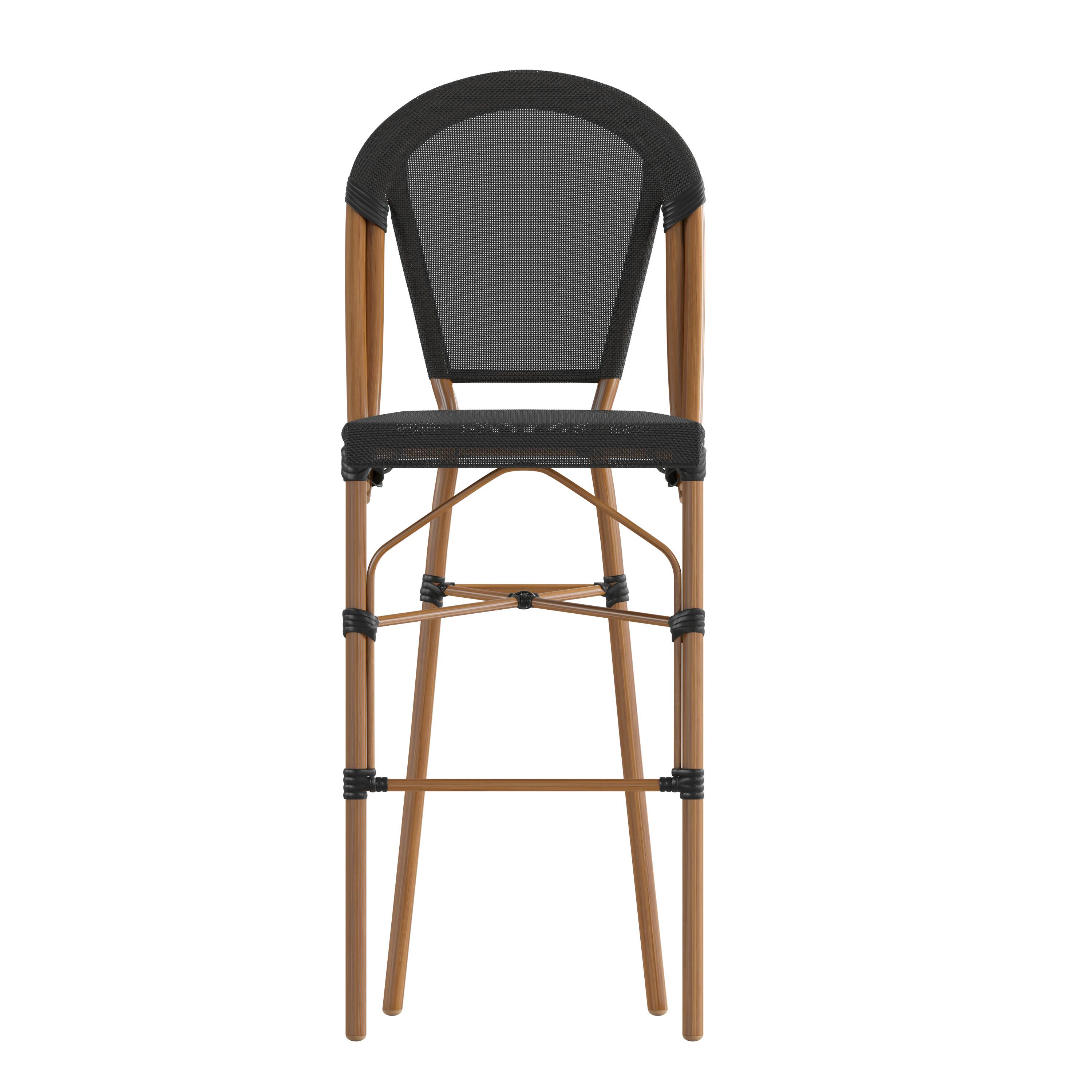 Alt View 10. Emma + Oliver - Massalia Indoor/Outdoor Bistro Style Bar Stools with Textilene Seat and Metal Frame - Black/Natural Frame.