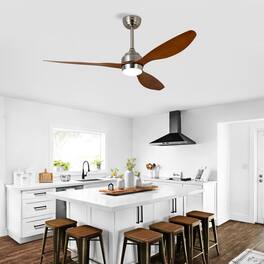 Akoasm - 52" Ceiling Fan with Lights & Remote, Quiet DC Motor, 6 Speeds, Reversible for Living Room & Bedroom-Nickel