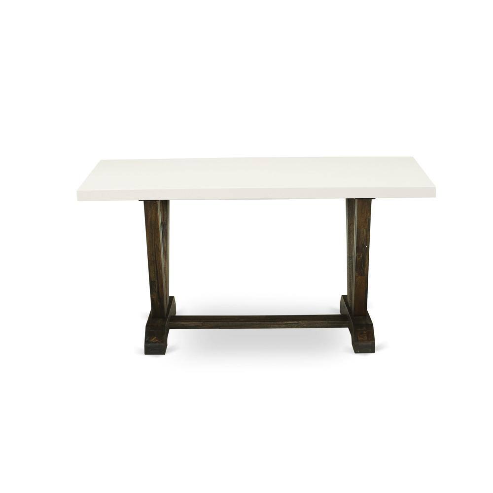 Left. East West Furniture - East West Furniture V-Style Dining Rectangle Wooden Table Top with Stylish Legs - Brown.
