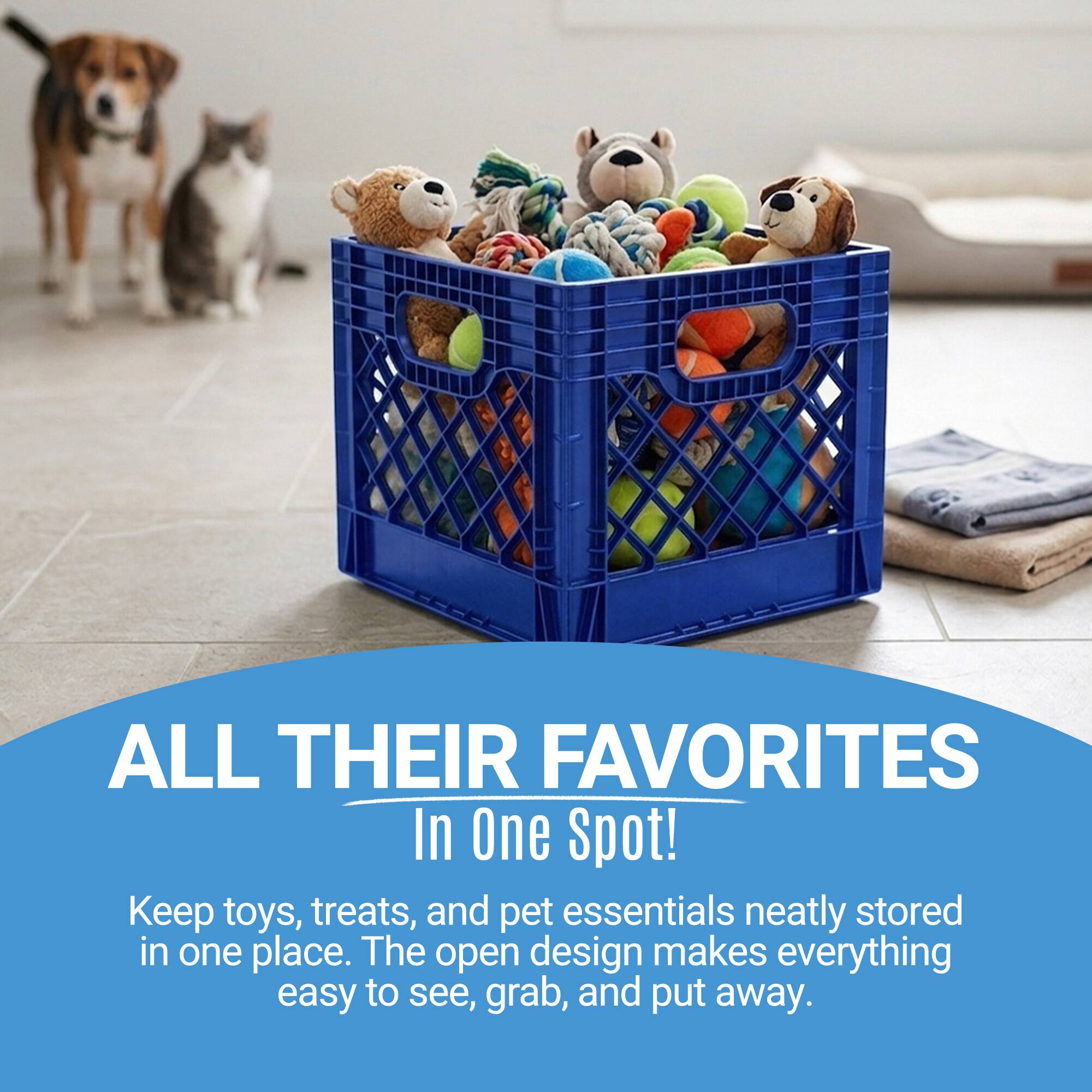 ALL THEIR FAVORITES In One Spot!  
Keep toys, treats, and pet essentials neatly stored in one place. The open design makes everything easy to see, grab, and put away.