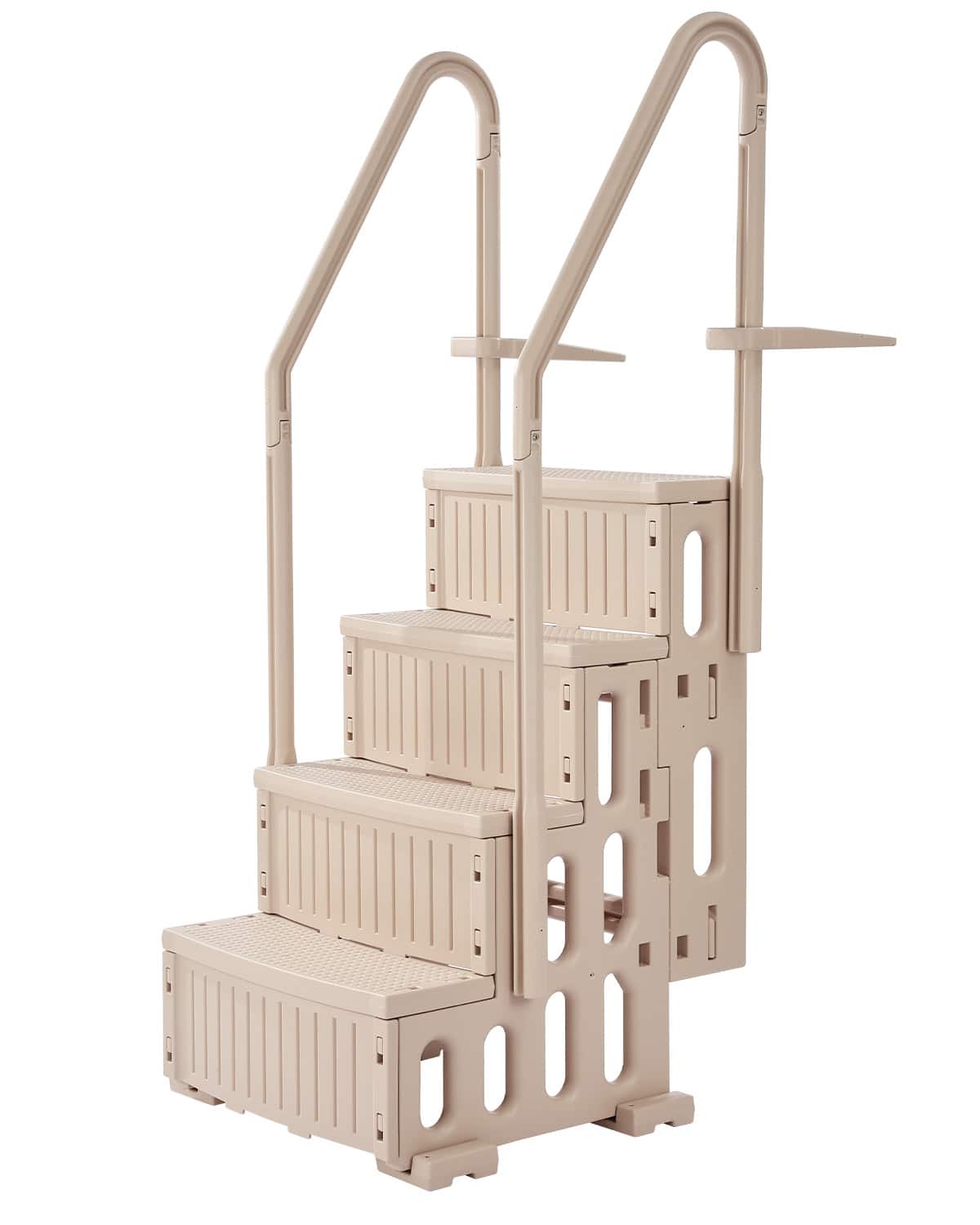 VEVOR - Swimming Pool Ladder, 4-Step Double Handrails Stairs with Non-slip Heavy Duty Steps, Max Load Capacity 400 lbs - Taupe