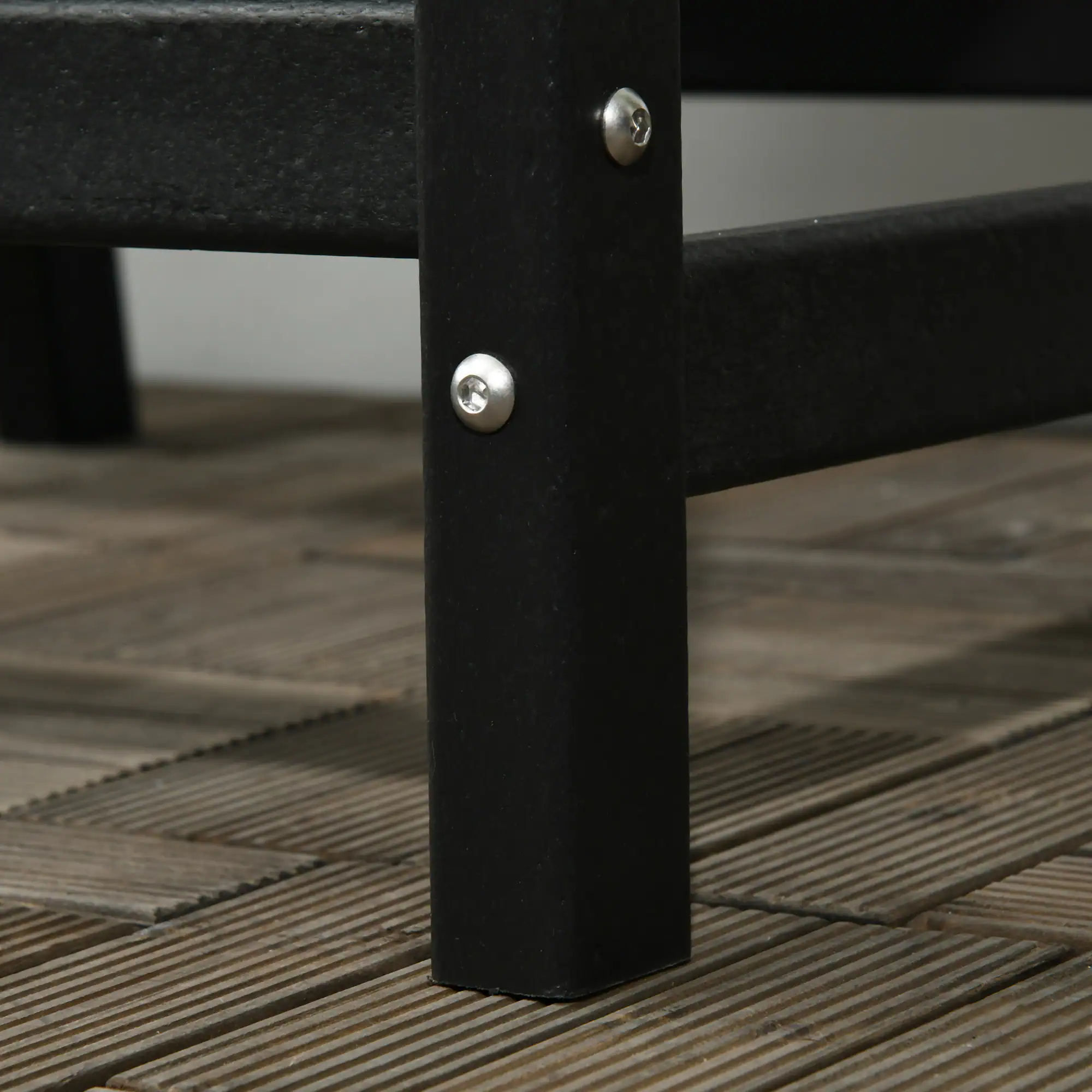 Alt View 8. Outsunny - All-Weather Patio Chair, HDPE Patio Dining Chair, Heavy Duty Wood-Like Outdoor Furniture for Garden, Backyard, Deck - Black.