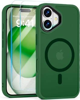 Entronix - iPhone 16 Plus Bundle: Magnetic Translucent Matte Case & 2 Clear Screen Protectors - Green
