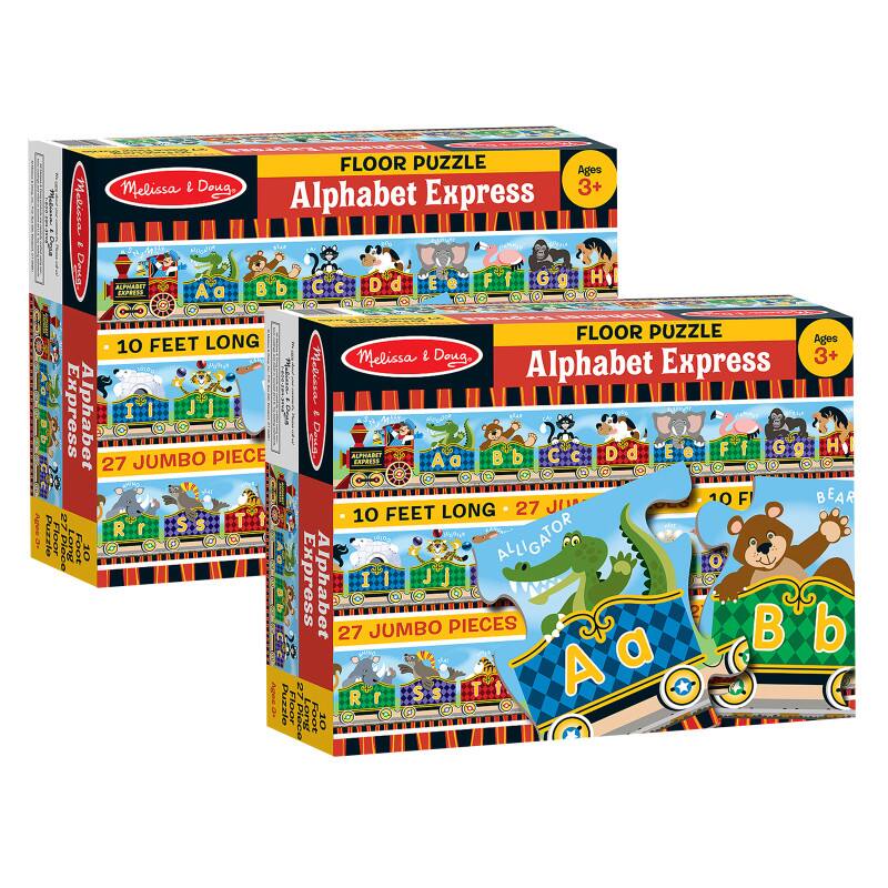 FLOOR PUZZLE  
Ages 3+  
Melissa & Doug  
Alphabet Express  
10 FEET LONG  
27 JUMBO PIECES  

FLOOR PUZZLE  
Ages 3+  
Melissa & Doug  
Alphabet Express  
10 FEET LONG  
27 JUMBO PIECES