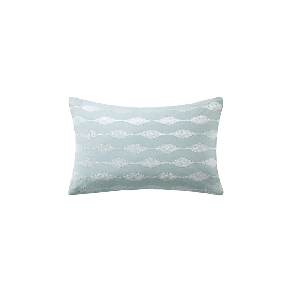 Front. Gracie Mills - Gracie Mills Celina Seaside Serenity Cotton Embroidered Oblong Pillow - Blue.
