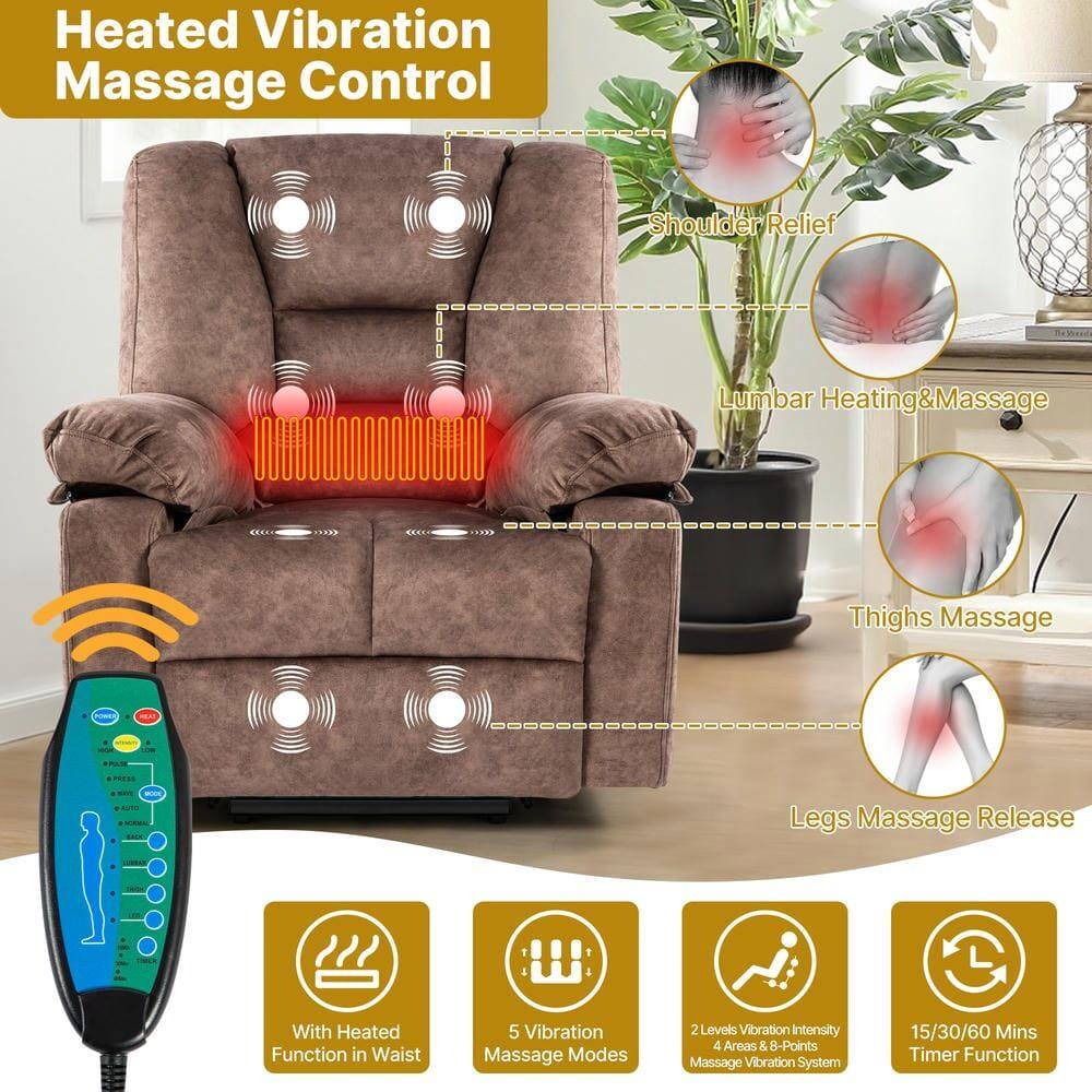 Heated Vibration Massage Control

- Shoulder Relief
- Lumbar Heating & Massage
- Thighs Massage
- Legs Massage Release

Features:
- With Heated Function in Waist
- 5 Vibration Massage Modes
- 2 Levels Vibration Intensity
- 4 Areas & 8-Points Massage Vibration System
- 15/30/60 Mins Timer Function