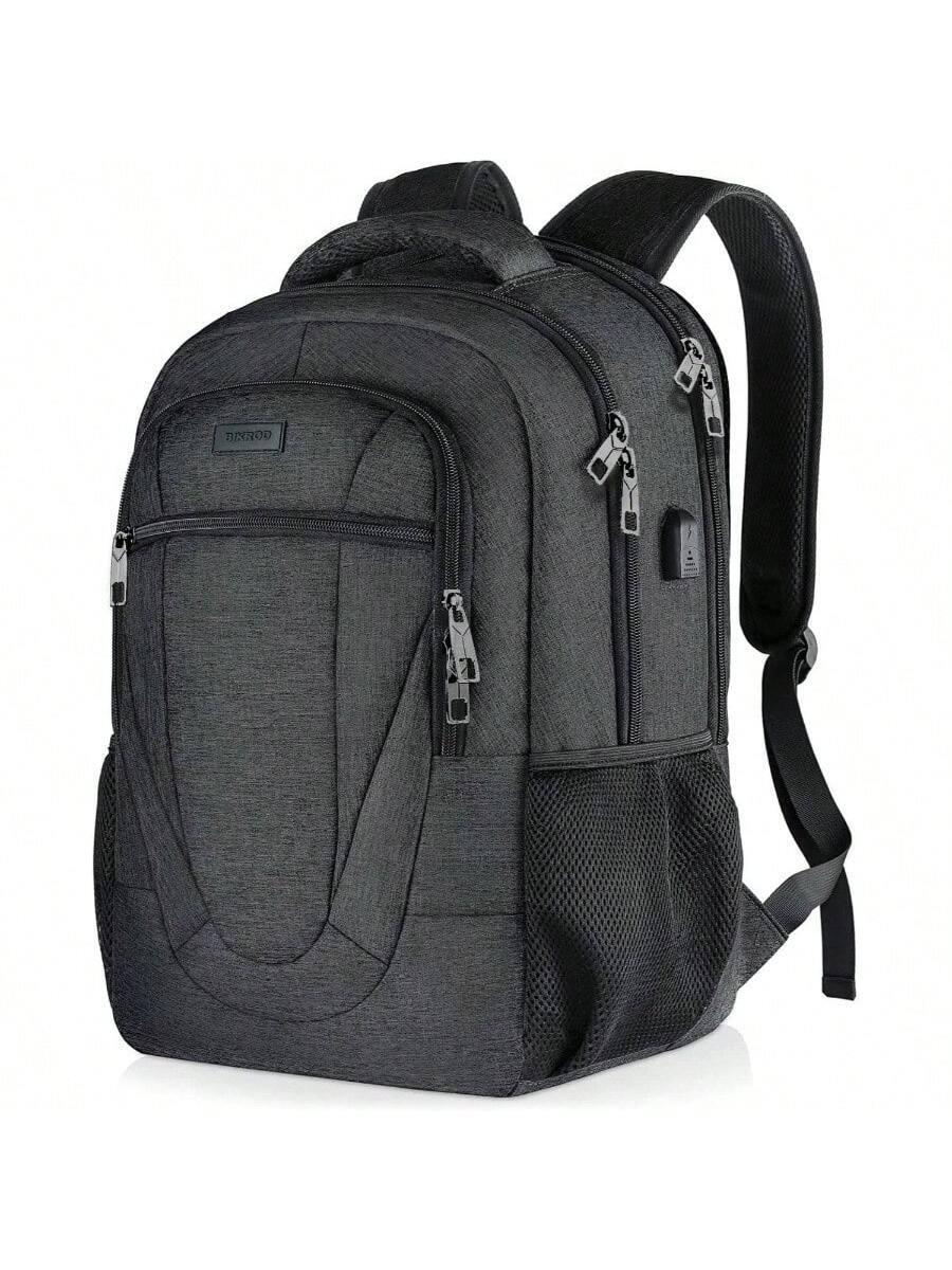 Front. Live At Space - Travel Laptop Backpack, 17 Inch Large School Backpacks Teen and, Black Resistant Women Back Pack, Business Men Sturdy - 17.3 inches + Black.