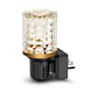 Front. Jandcase - JANDCASE 1W Plug-in Night Light, Amber Glow, Diamond Crystal Pillar with Gold Ring, Slide Dimmer, US 3-Prong Plug - Black and Gold.