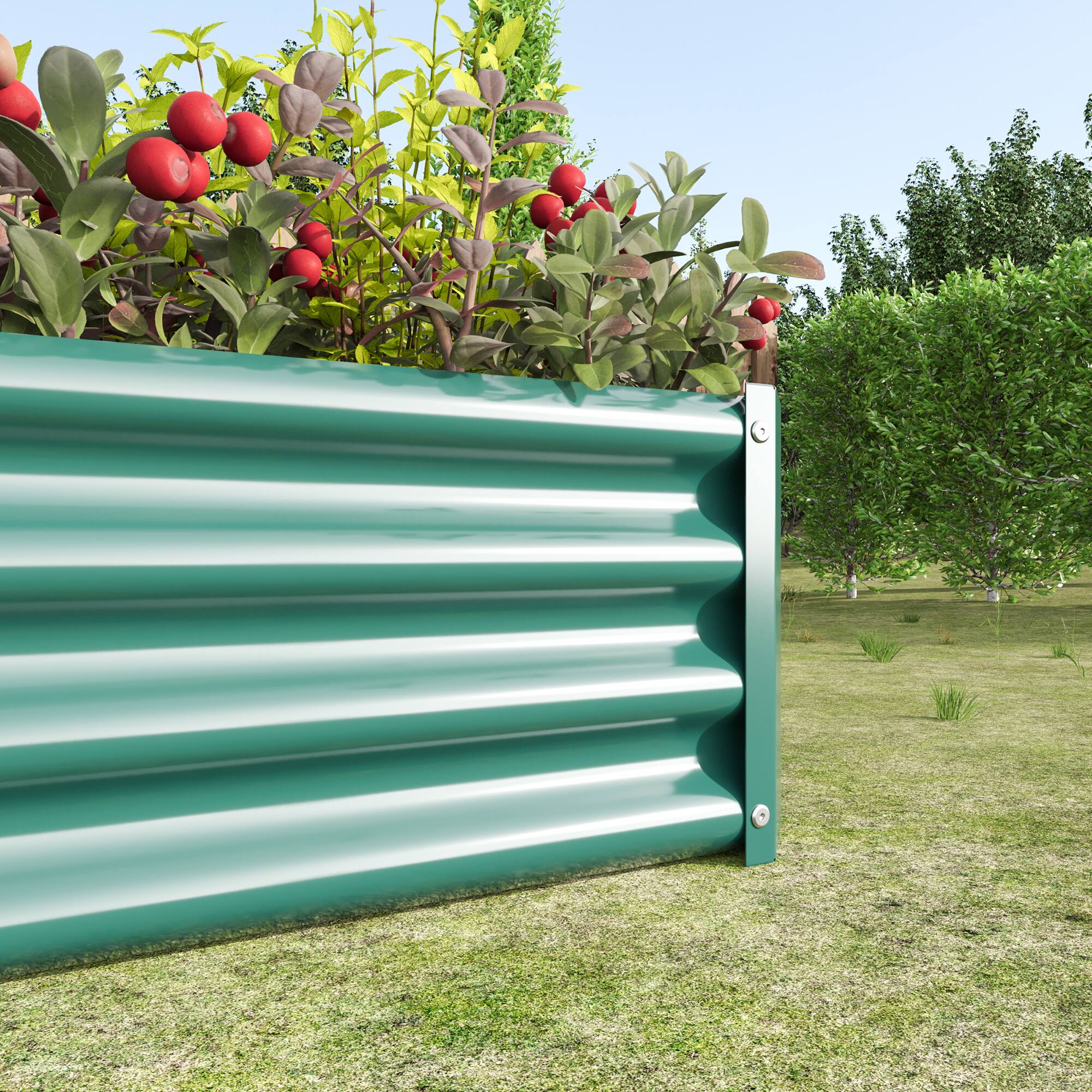 Alt View 7. PAIHOME - Metal Raised Garden Bed, 4×2×1 ft Rectangle Raised Planter for Flowers Plants, Vegetables Herb, Garden Decor - Green.