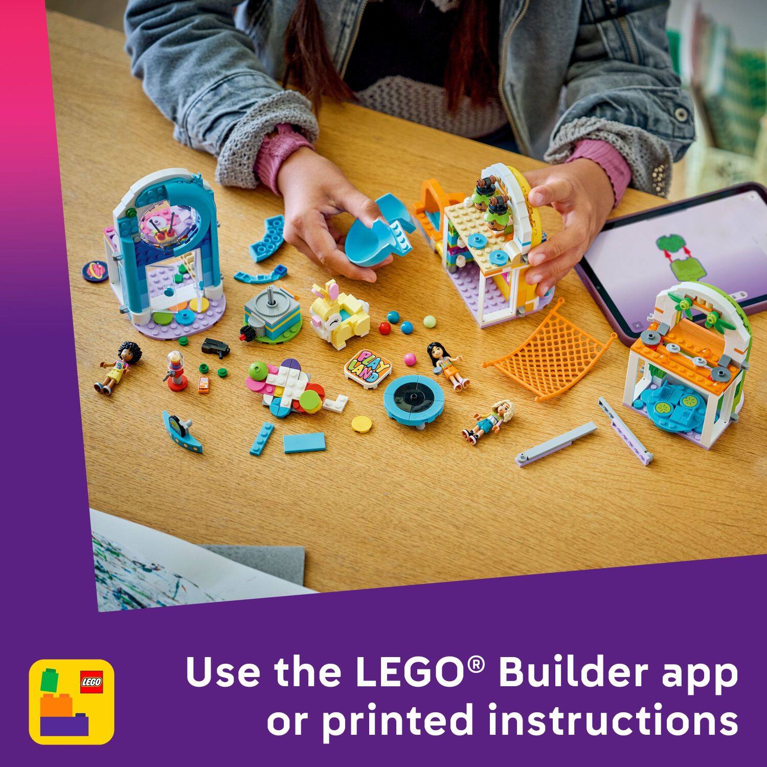 Use the LEGO® Builder app or printed instructions