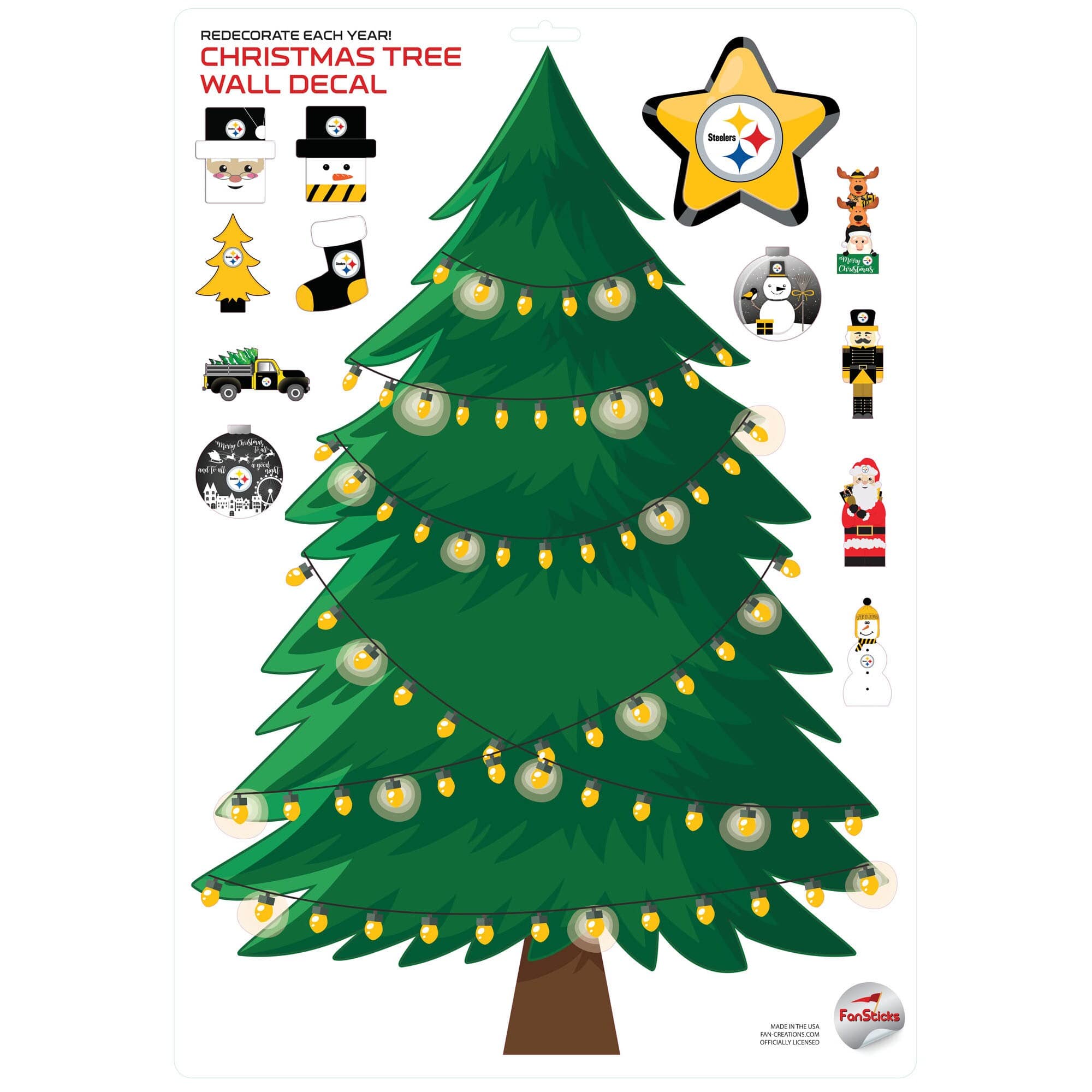 Fan Creations - Pittsburgh Steelers Holiday Wall Decal - Multicolor