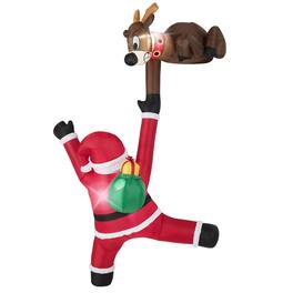 Costway - 8.5 FT Christmas Inflatable Reindeer & Climbing Santa Claus, Indoor/Outdoor - Multicolor