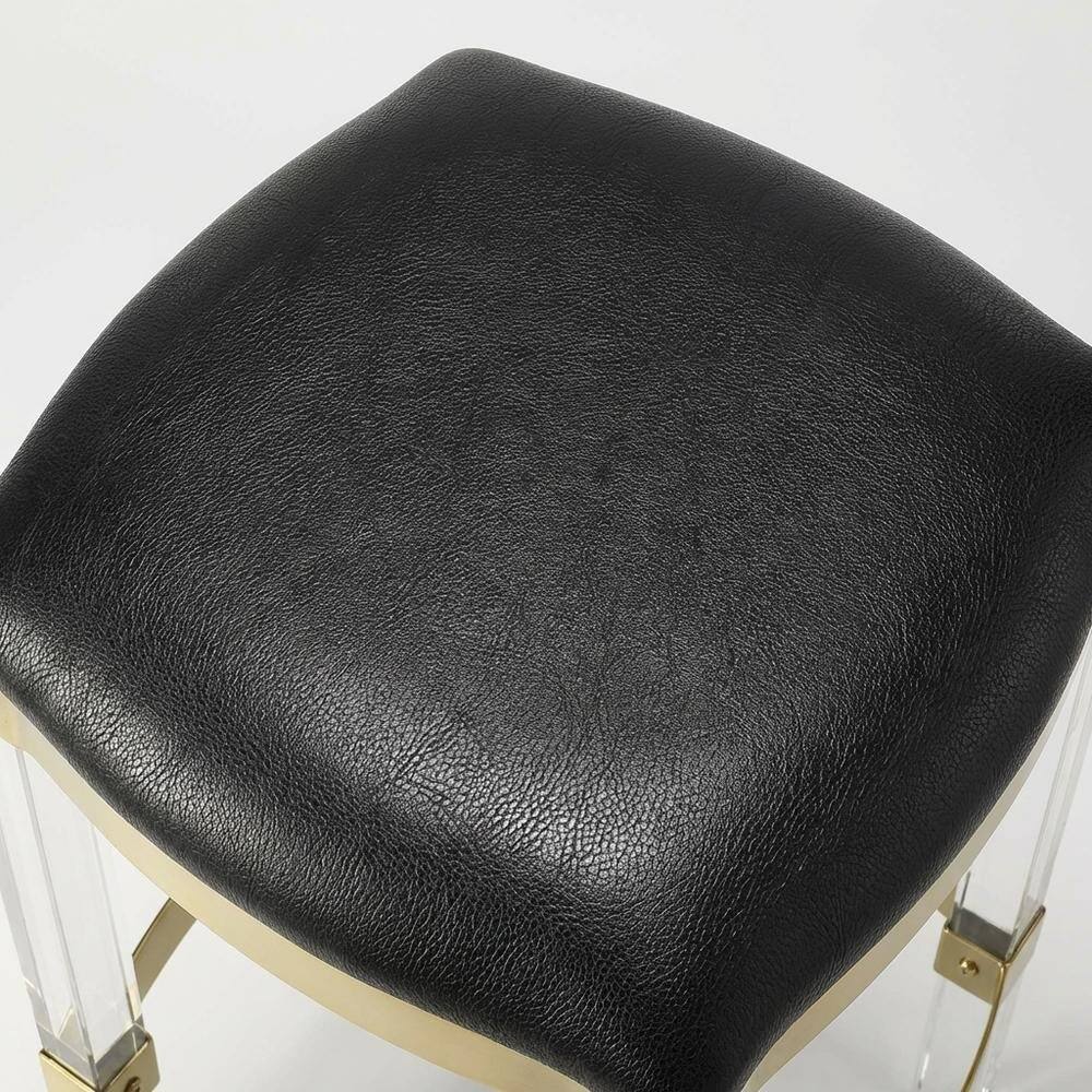 Alt View 2. Starlight Canyon Home - Leather Upholstered Counter Stool, Modern Contemporary Bar Kitchen Chair - Black.