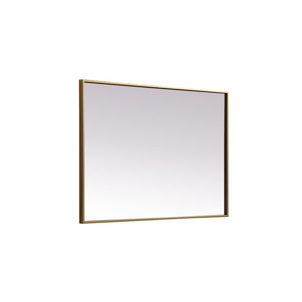 Left. Elegant Decor - Metal Frame Rectangle Mirror 24x36 Inch in Brass - Brass.