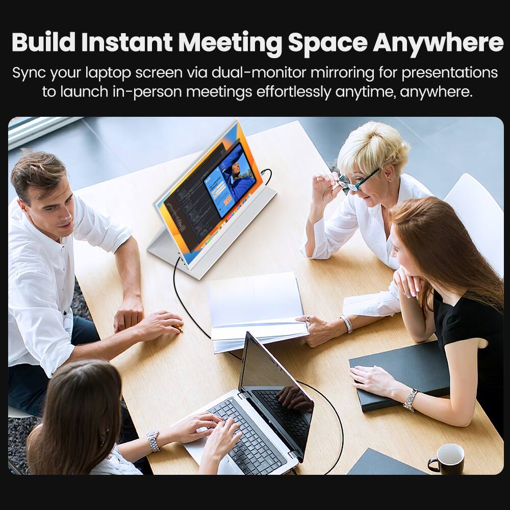 Build Instant Meeting Space Anywhere

Sync your laptop screen via dual-monitor mirroring for presentations to launch in-person meetings effortlessly anytime, anywhere.