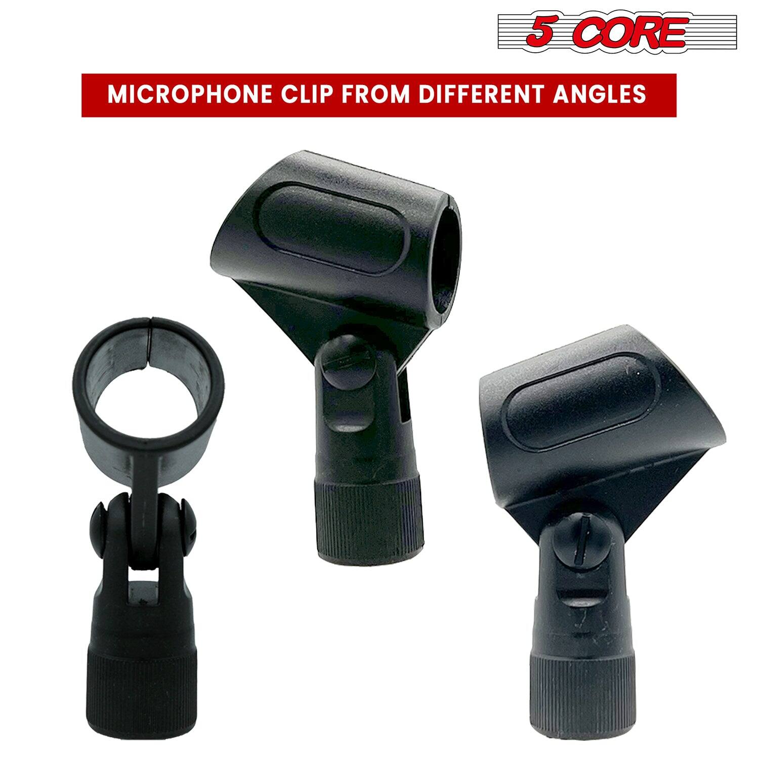 The text on the image is: "MICROPHONE CLIP FROM DIFFERENT ANGLES."