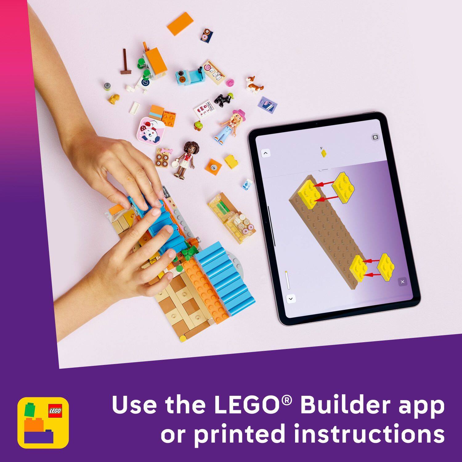 Use the LEGO® Builder app or printed instructions