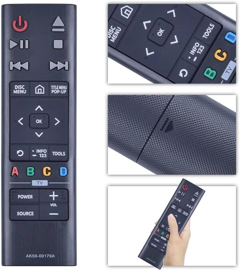 DISC MENU  
TITLE MENU POP-UP  
OK  
INFO 123  
TOOLS  
A B C D  
TV  
POWER  
SOURCE  
VOL + -  

DISC MENU  
TOOLS  
INFO 123  
TV  

POWER SOURCE  
VOL + -  
TOOLS  
A B C D  

AK59-00179A