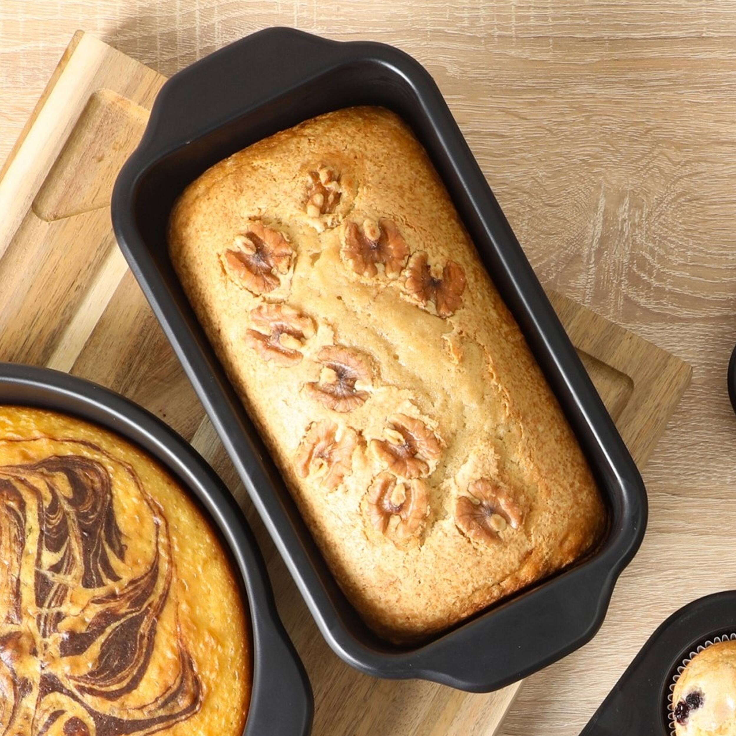 Alt View 3. Oster - Oster Teston Platinum Collection 9 Inch Nonstick Carbon Steel Loaf Pan in Matte Black - Matte Black.