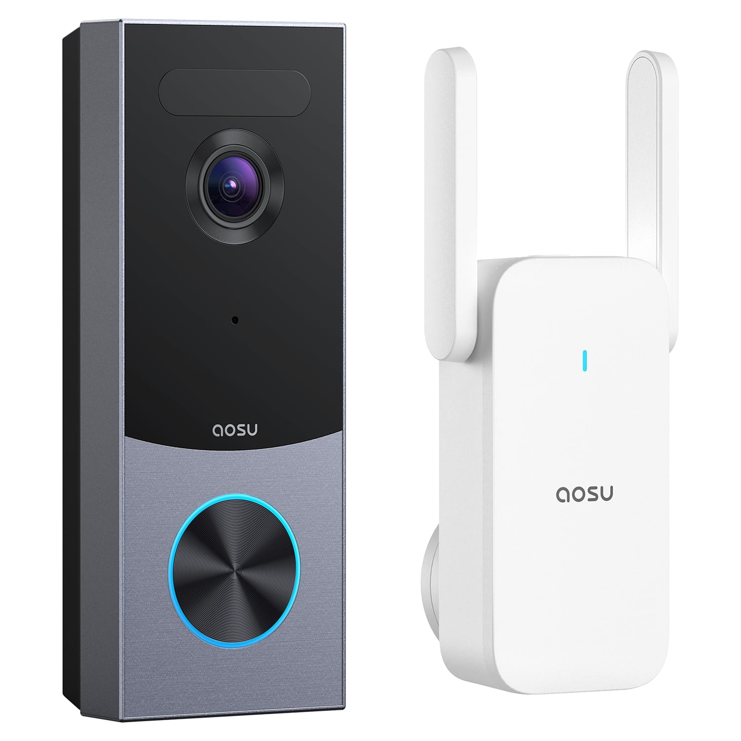 AOSU - 3K 5.0MP UHD Video Doorbell R1 Ultra, Chime, Enhanced Wi-Fi, 6x Zoom, 166° FOV, 60 Days Storage, Hardwire/Battery - White