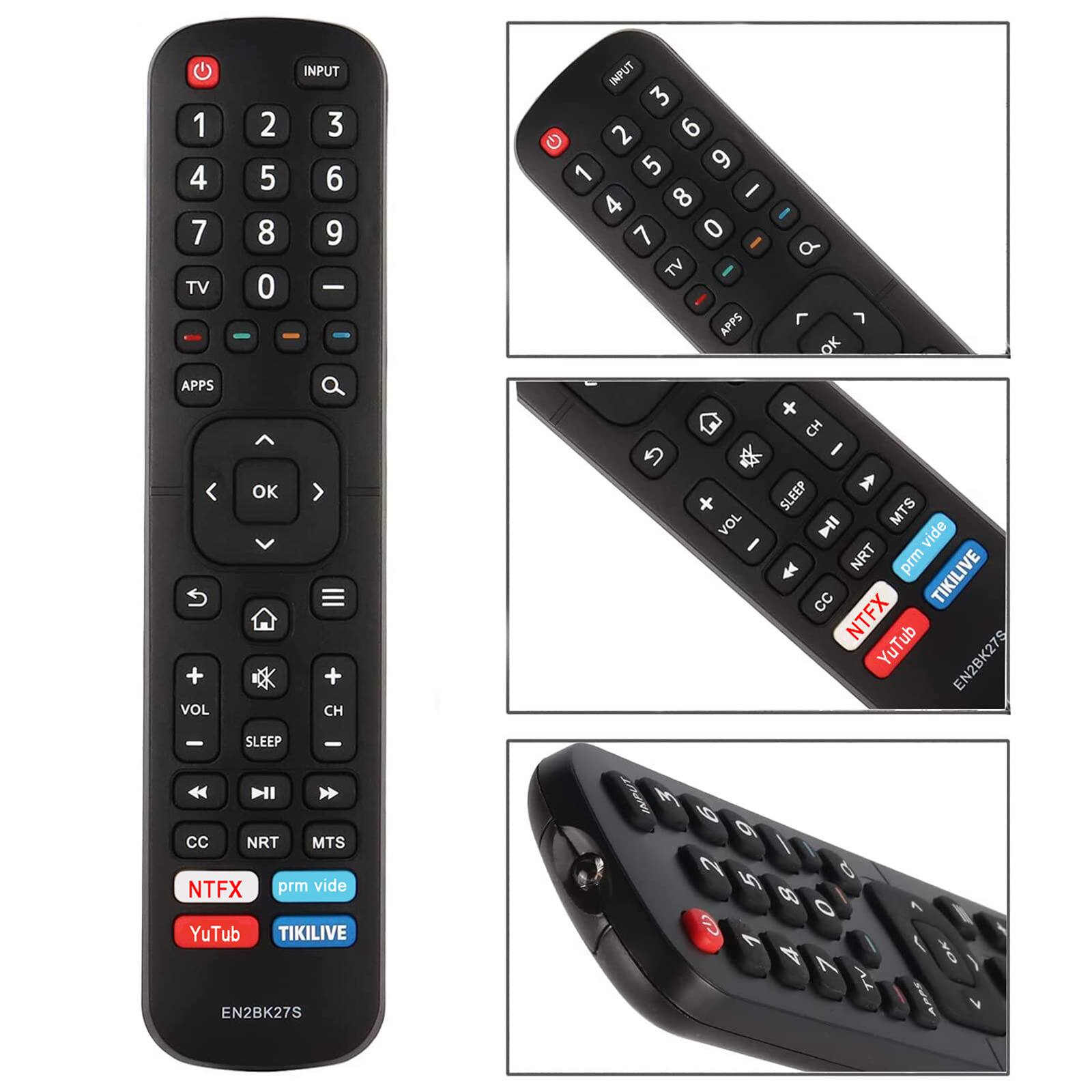 1 4 7 TV APPS  
2 5 8 0  
INPUT 3 6 9 -  
INPUT 3 2 6 G 5 9 1 8 I 4 7 0 TV APPS  
a  OK  
+ VOL  
OK SLEEP  
+ CH -  
VOL  
CH I SLEEP MTS vide NRT prm TIKILIVE CC NTFX YuTub EN2BK27S  
DI CC NRT MTS NTFX prm vide YuTub TIKILIVE EN2BK27S  
9 6 \ 5  
) OK
